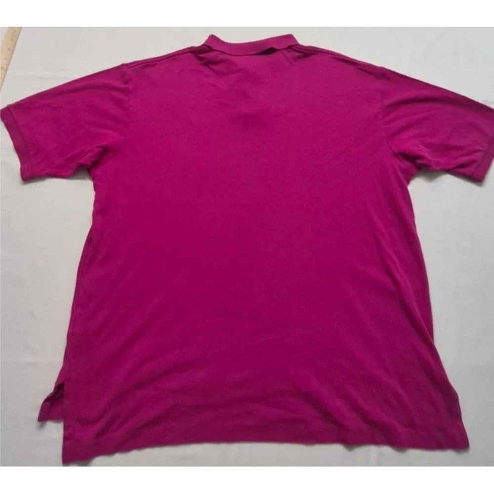 VTG Polo Ralph Lauren men magenta pink polo navy logo Made in USA 100% Cotton XL
